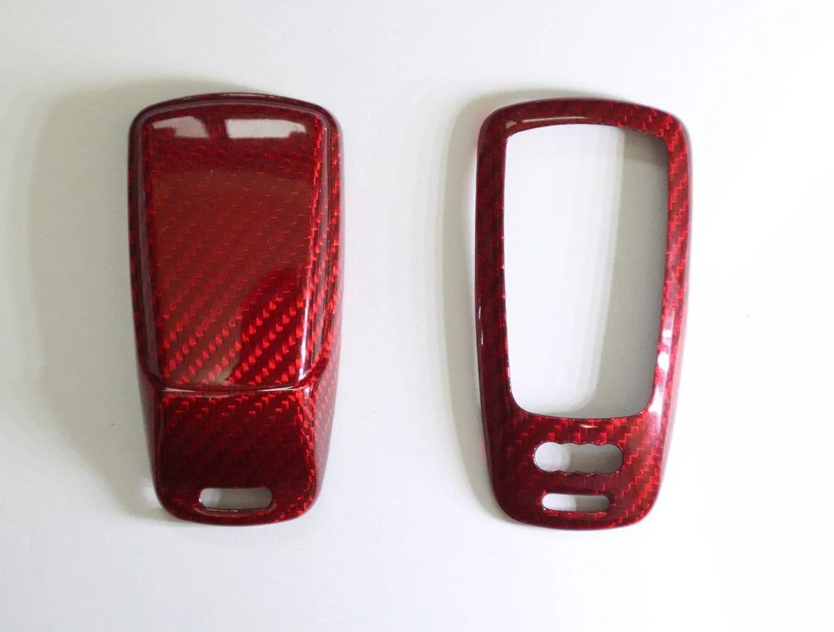 Pinalloy Real Red Carbon Fiber Case Cover for 2016-2018 Audi Keyless Smart Key