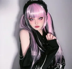Pink & Black Striped Cosplay Wig