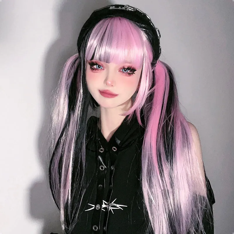 Pink & Black Striped Cosplay Wig