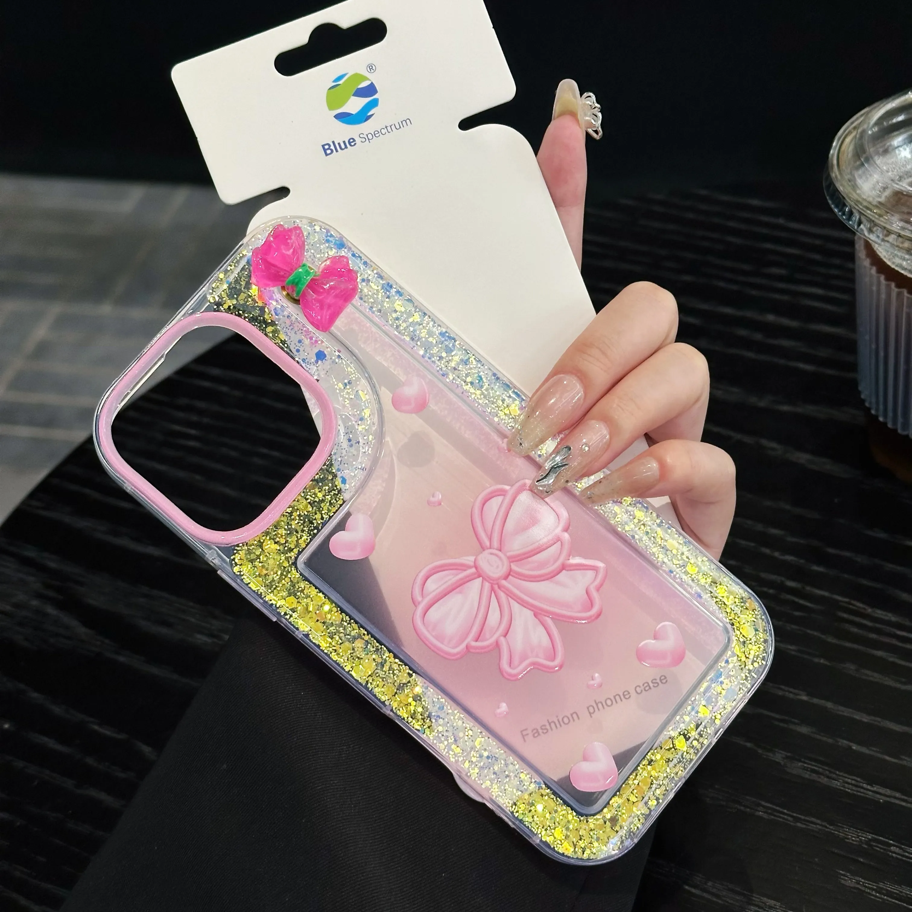 Pink Bow With Glitter Silicon Phone Case For iPhone 12 Pro
