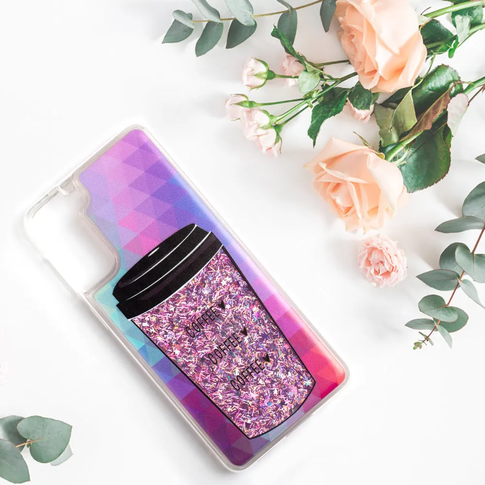 Pink Coffee Glitter Case for Galaxy S21 Series