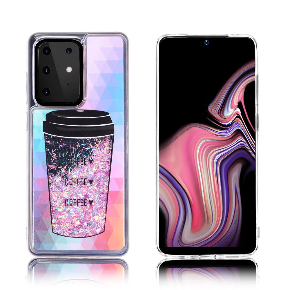Pink Coffee Glitter Case for Galaxy S21 Series
