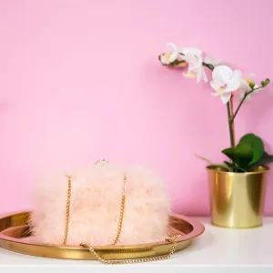 Pink Furry Feather Clutch