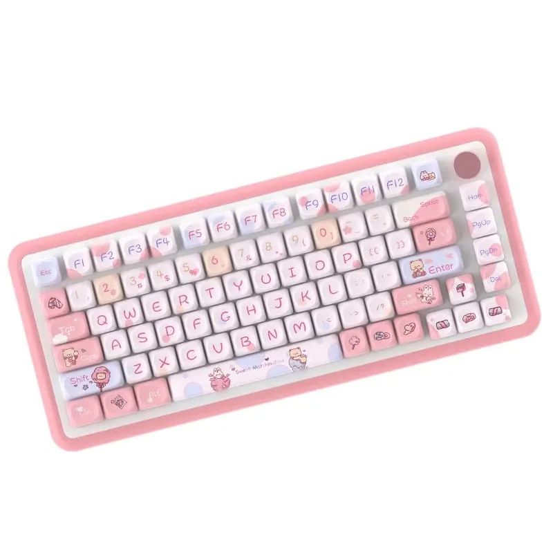 Pink Kawaii Teddy Keycaps Set