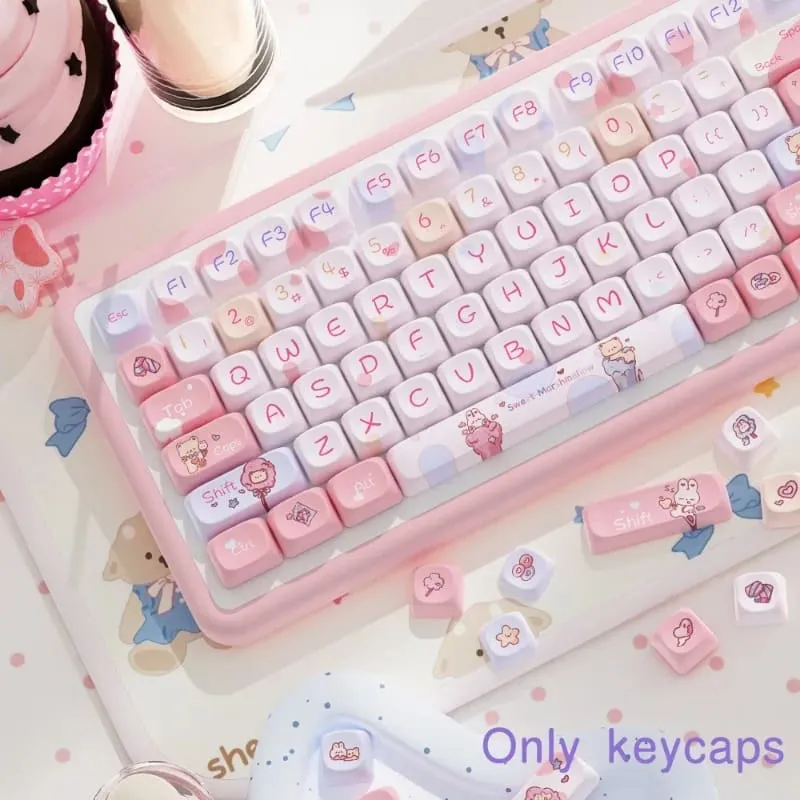 Pink Kawaii Teddy Keycaps Set