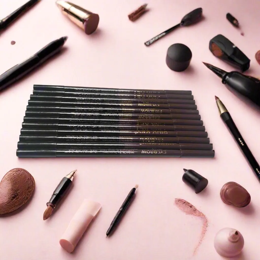 Pink Key Waterproof Eyebrow Pencil Black & Brown - 12 Pcs
