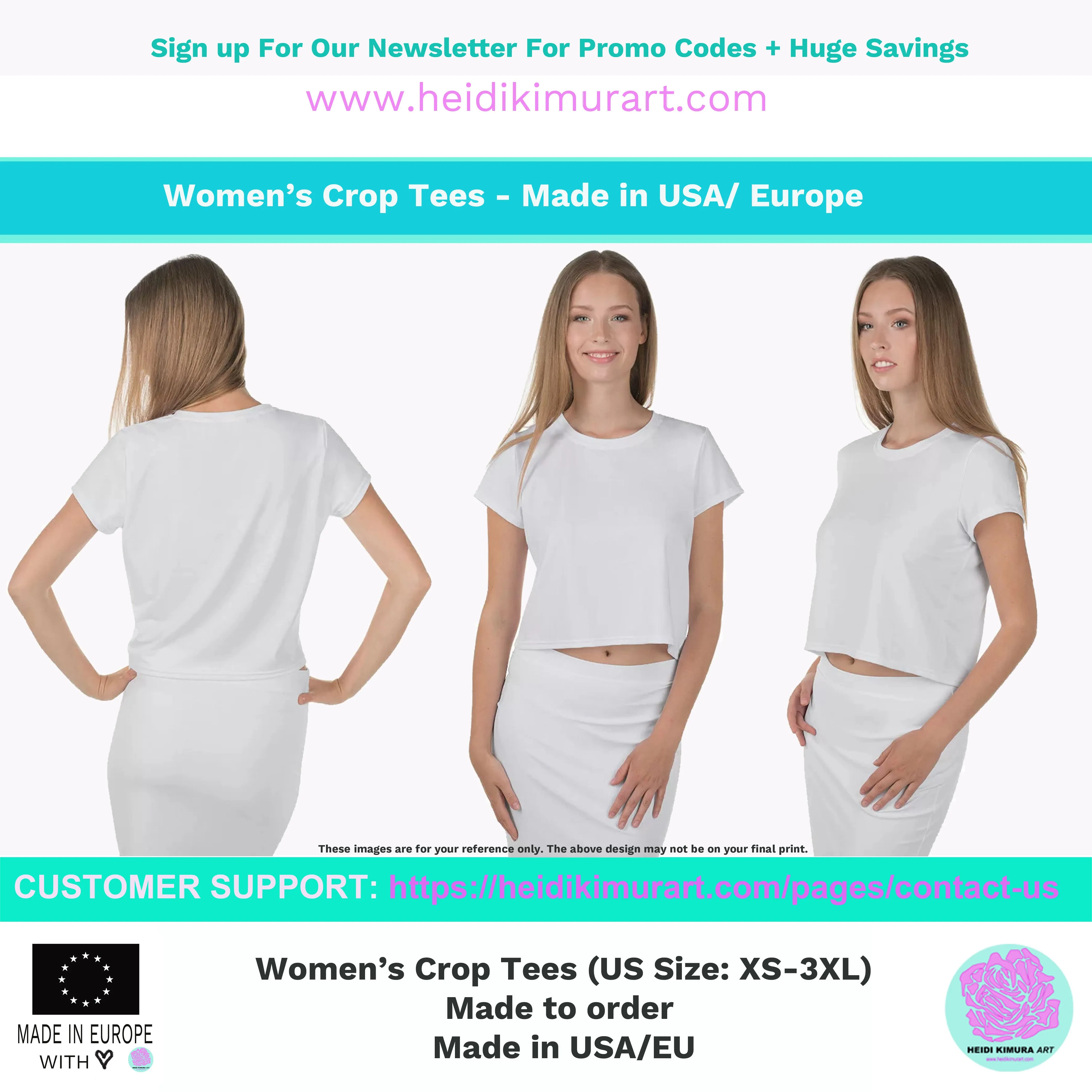 Pink Marble Print Crop Tee, Premium Women's Stretchy Cropped T-shirt-Made in USA/EU