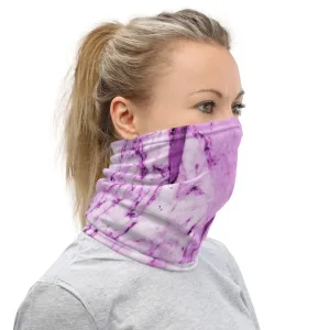 Pink Marble Print Neck Gaiter, Abstract Washable Reusable Best Bandana-Made in USA/EU