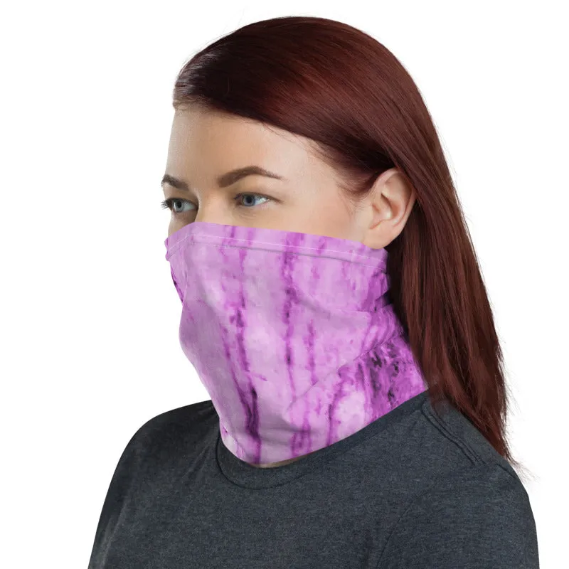 Pink Marble Print Neck Gaiter, Abstract Washable Reusable Best Bandana-Made in USA/EU