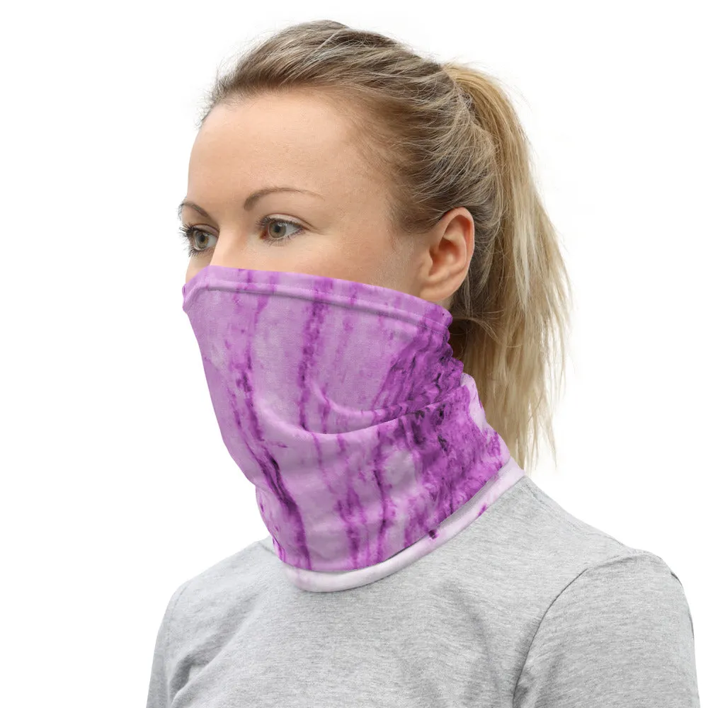 Pink Marble Print Neck Gaiter, Abstract Washable Reusable Best Bandana-Made in USA/EU