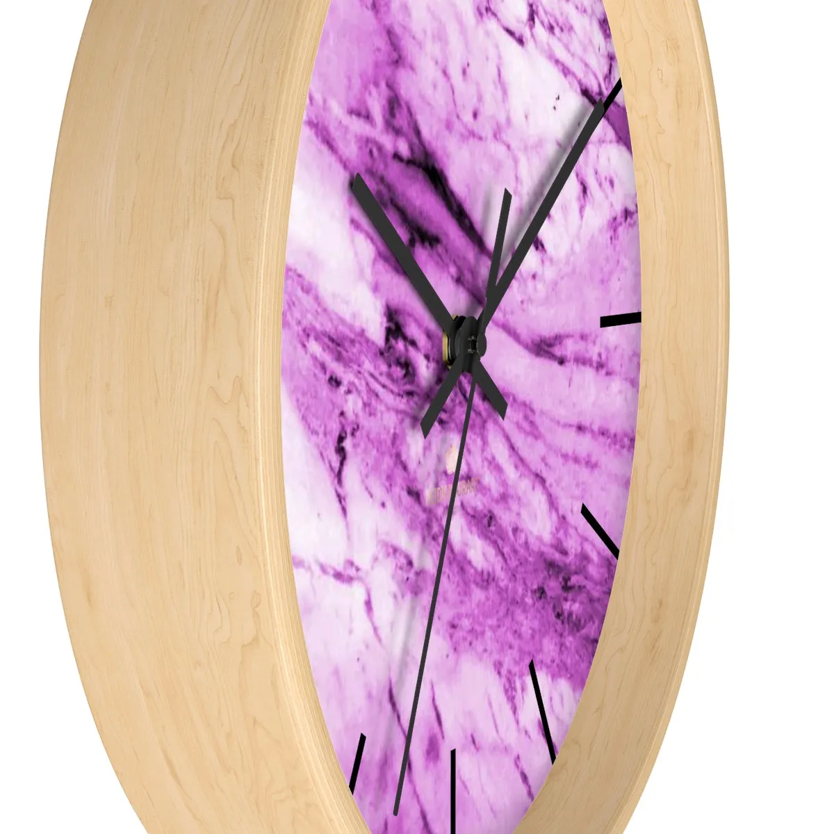Pink White Marble Print Art Large Indoor 10" diameter Designer Wall Clock-Made in USA