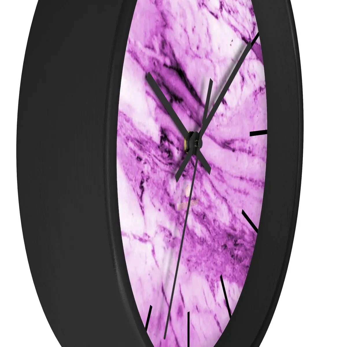 Pink White Marble Print Art Large Indoor 10" diameter Designer Wall Clock-Made in USA