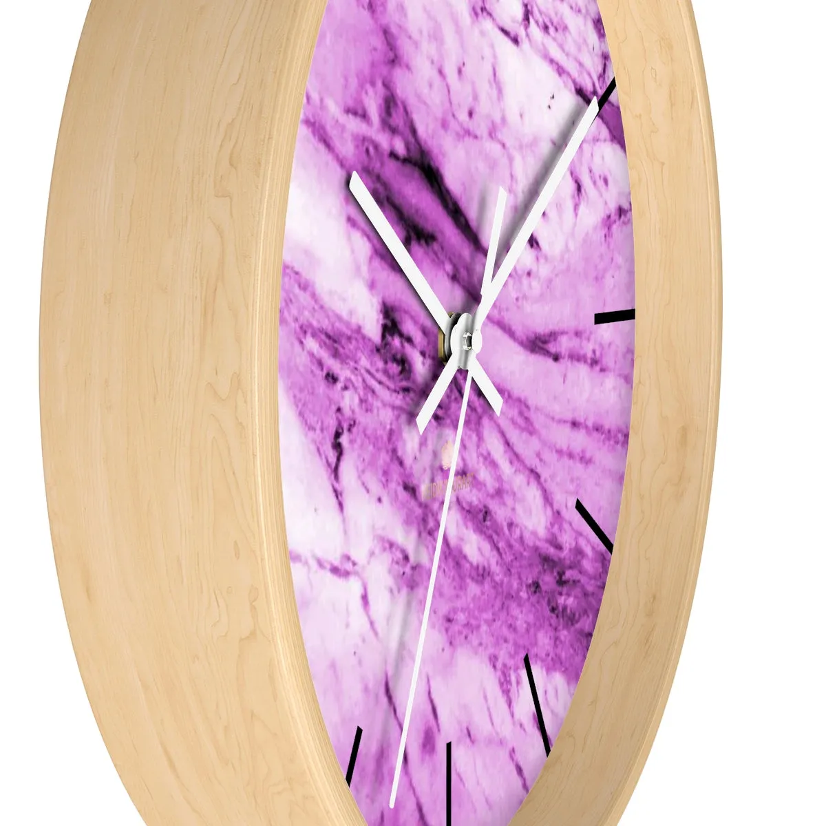 Pink White Marble Print Art Large Indoor 10" diameter Designer Wall Clock-Made in USA