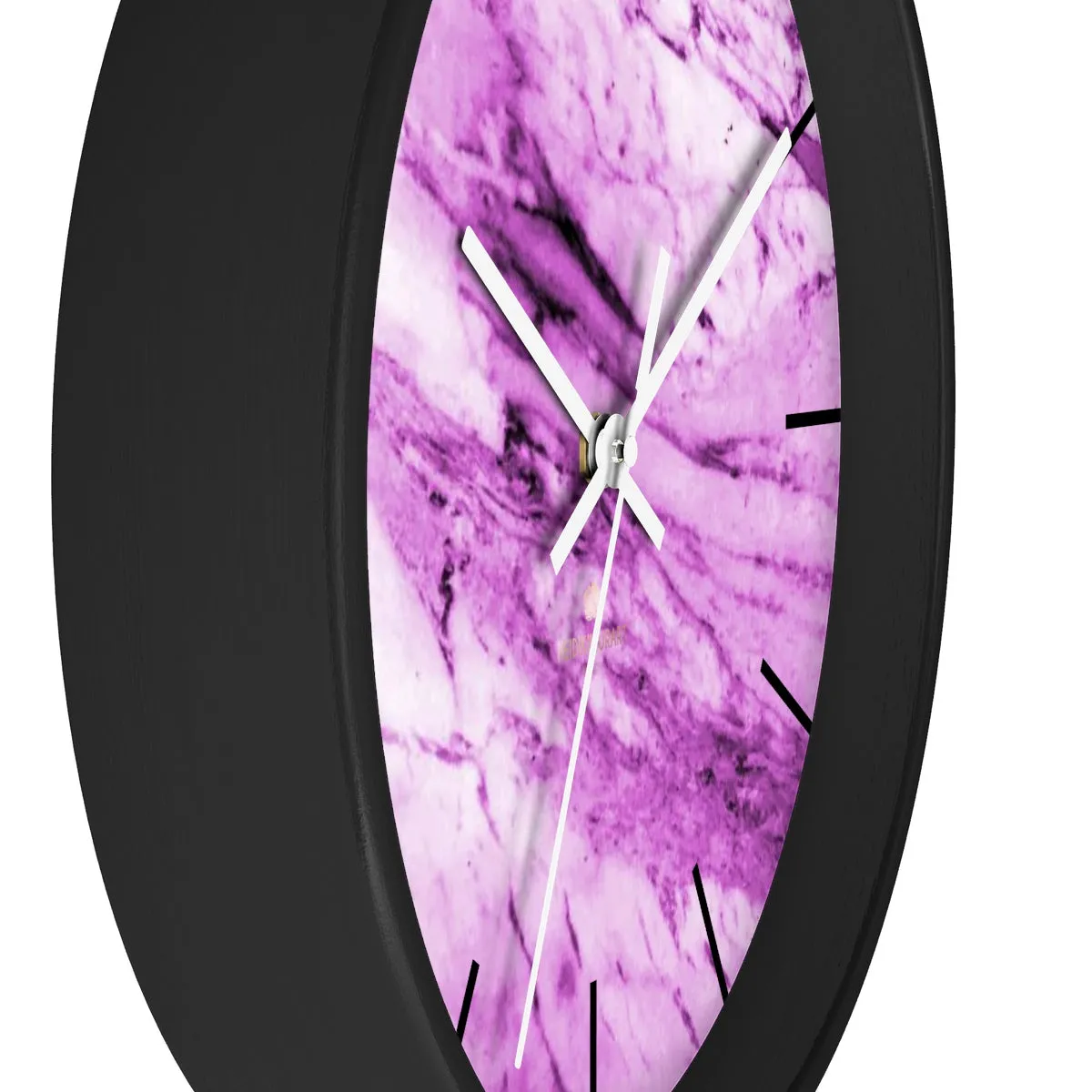 Pink White Marble Print Art Large Indoor 10" diameter Designer Wall Clock-Made in USA