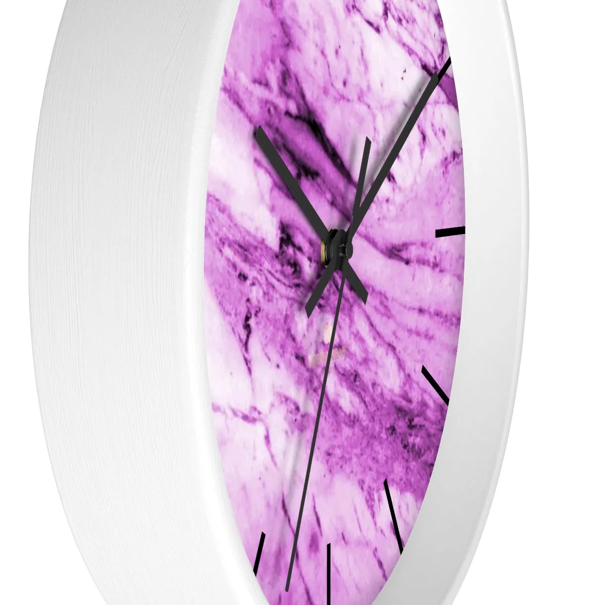 Pink White Marble Print Art Large Indoor 10" diameter Designer Wall Clock-Made in USA