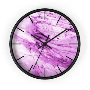 Pink White Marble Print Art Large Indoor 10" diameter Designer Wall Clock-Made in USA