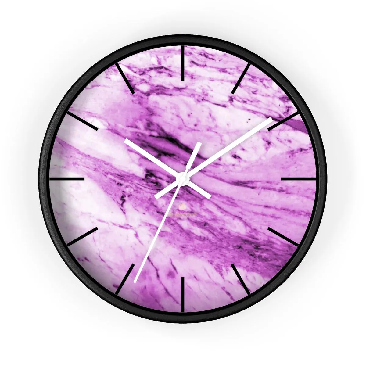 Pink White Marble Print Art Large Indoor 10" diameter Designer Wall Clock-Made in USA