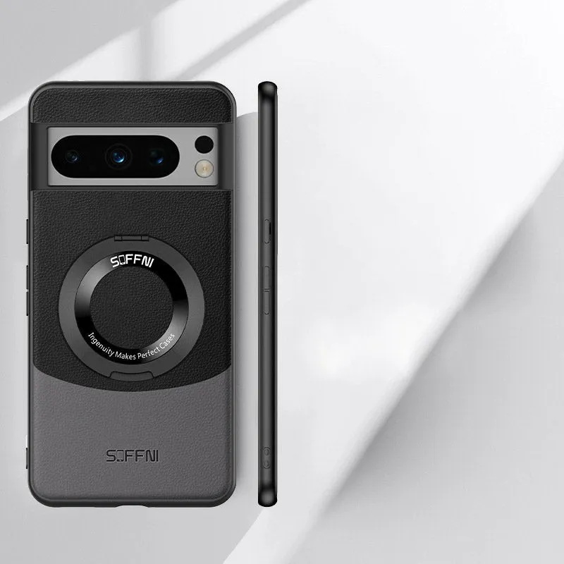 Pixel 8 Series Premium Contrast Leather Magnetic Ring Case