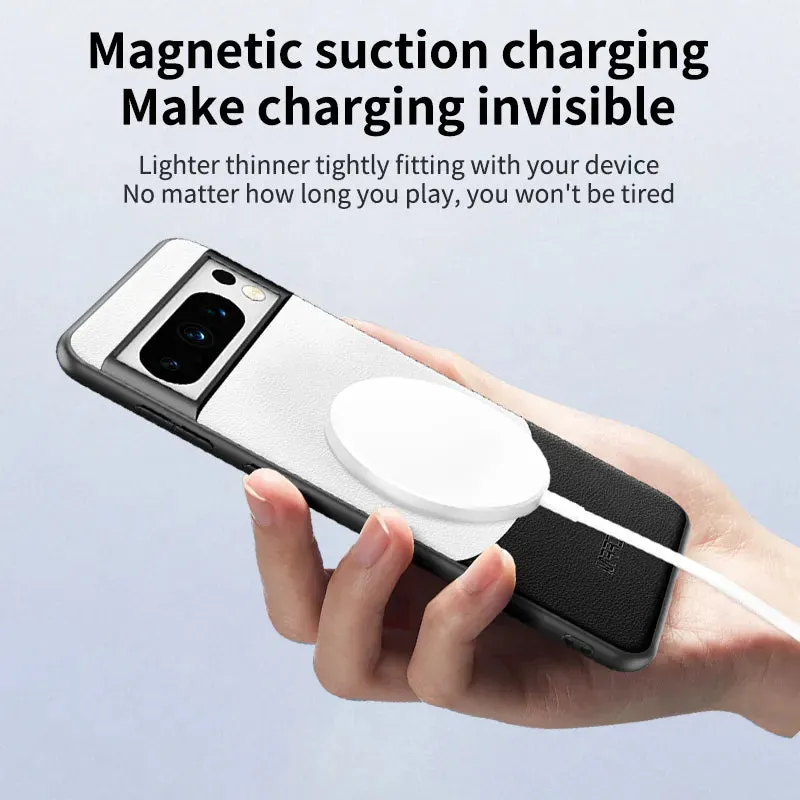 Pixel 8 Series Premium Contrast Leather Magnetic Ring Case