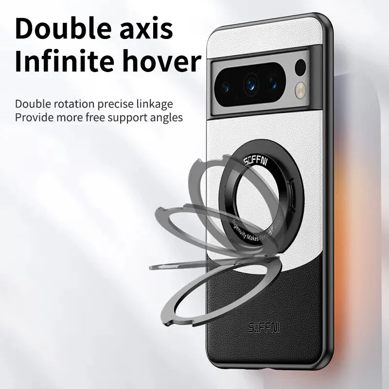 Pixel 8 Series Premium Contrast Leather Magnetic Ring Case