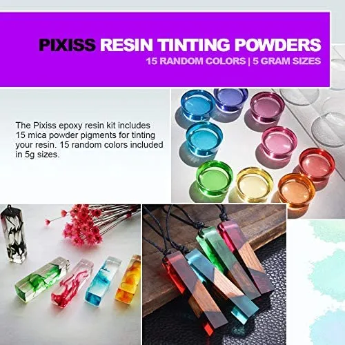 Pixiss Diamond Resin; 17oz. with 15 Mica Tinting Powders