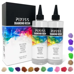 Pixiss Diamond Resin; 17oz. with 15 Mica Tinting Powders