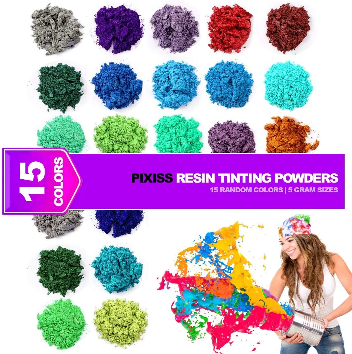 Pixiss Diamond Resin; 17oz. with 15 Mica Tinting Powders