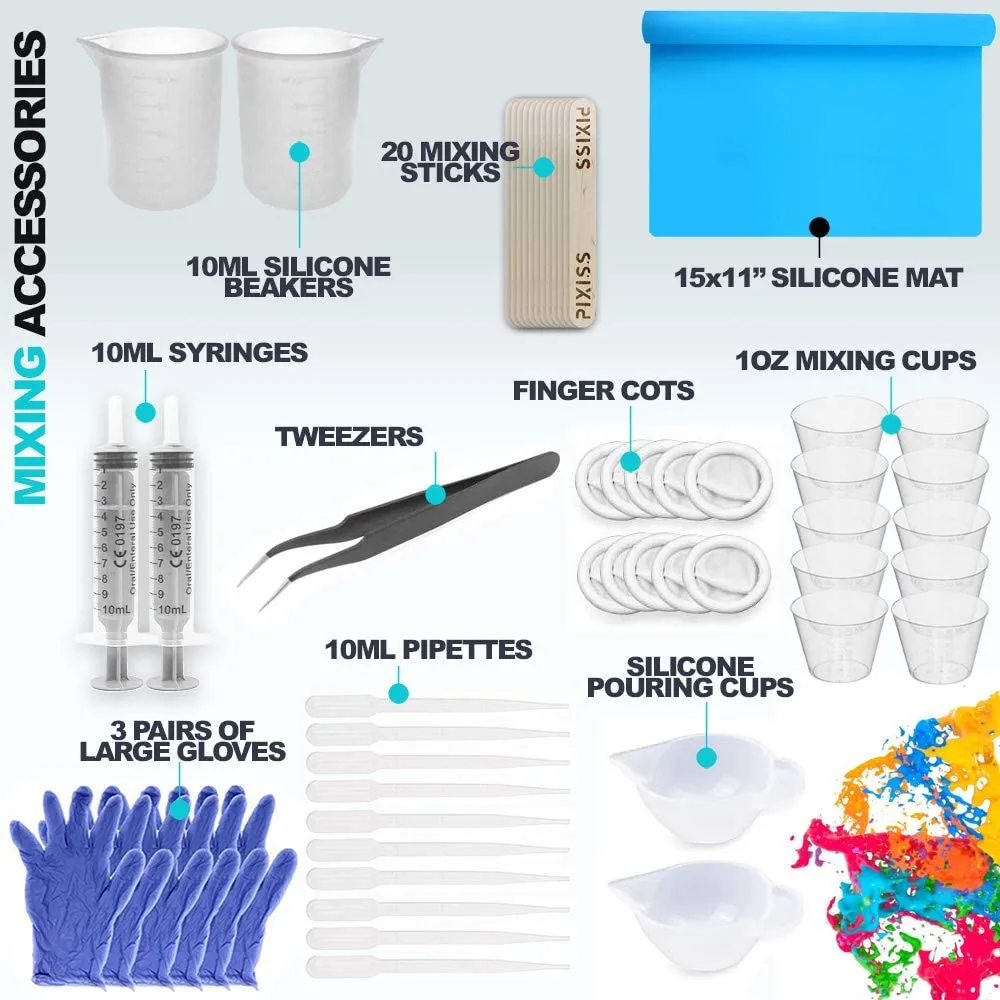 Pixiss Diamond Resin; 17oz. with Resin Mixing Cups and Supplies