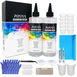 Pixiss Diamond Resin; 17oz. with Resin Mixing Cups and Supplies