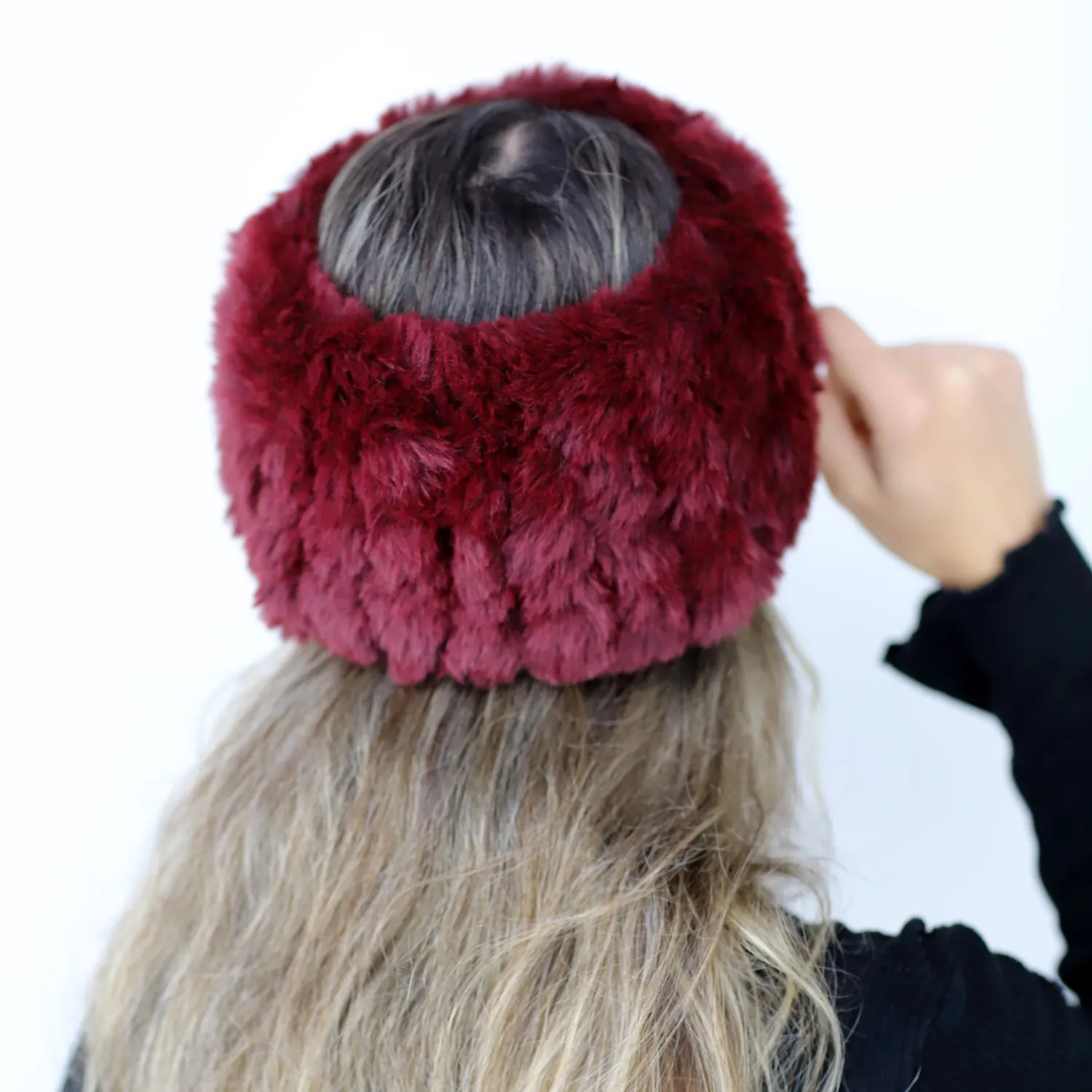 Plush Faux Headband - Burgundy