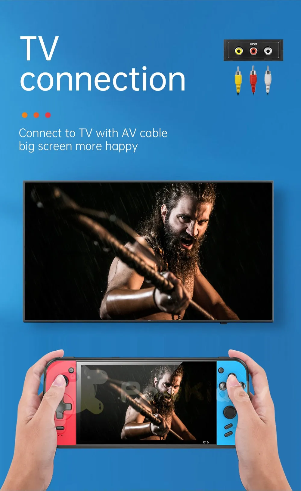 POWKIDDY X16 Portable Retro Handheld Video Game Console Classic Gaming Consoles 6.5 Inch IPS Screen With Tow Controllers Gamepad