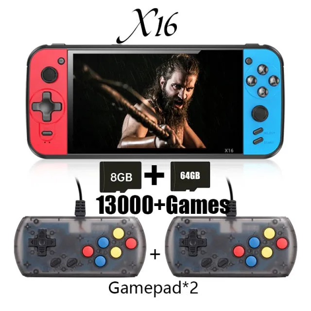 POWKIDDY X16 Portable Retro Handheld Video Game Console Classic Gaming Consoles 6.5 Inch IPS Screen With Tow Controllers Gamepad