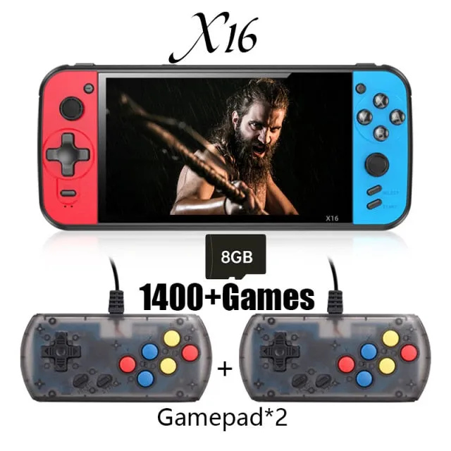 POWKIDDY X16 Portable Retro Handheld Video Game Console Classic Gaming Consoles 6.5 Inch IPS Screen With Tow Controllers Gamepad