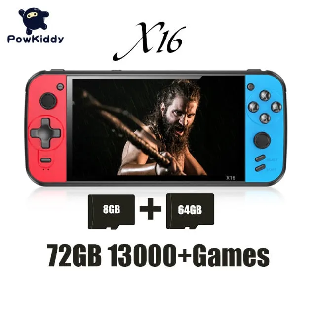 POWKIDDY X16 Portable Retro Handheld Video Game Console Classic Gaming Consoles 6.5 Inch IPS Screen With Tow Controllers Gamepad