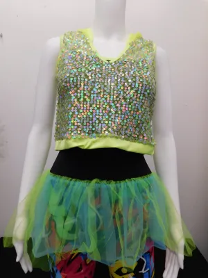 Pre-Owned Costume Curtain Call  E1856 Medium Adult Neon  Hip Hop