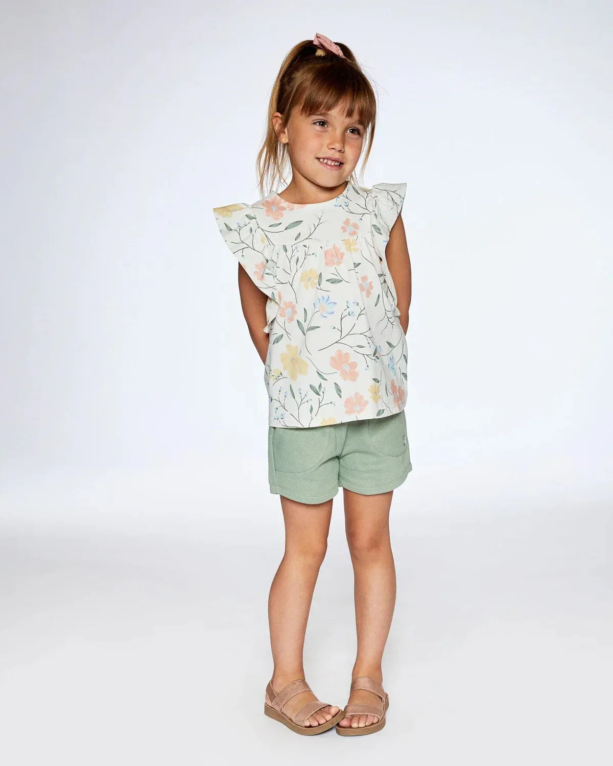 Printed Flower Top/Deux Par Deux