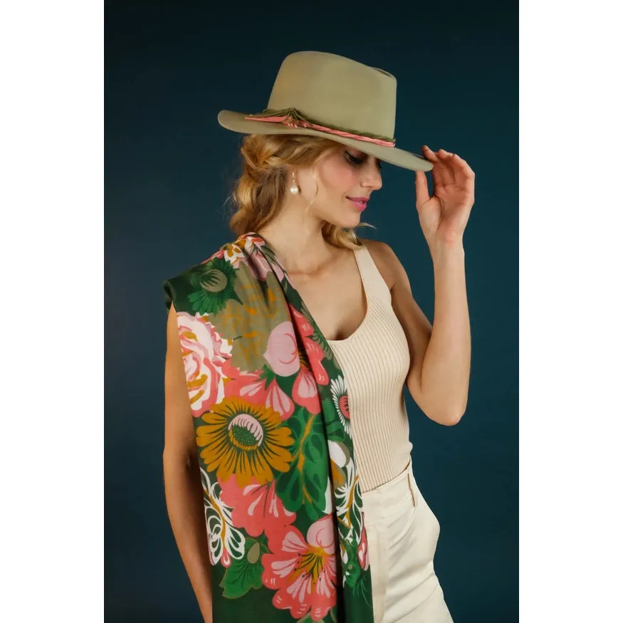 Printed Folk Art Floral Scarf