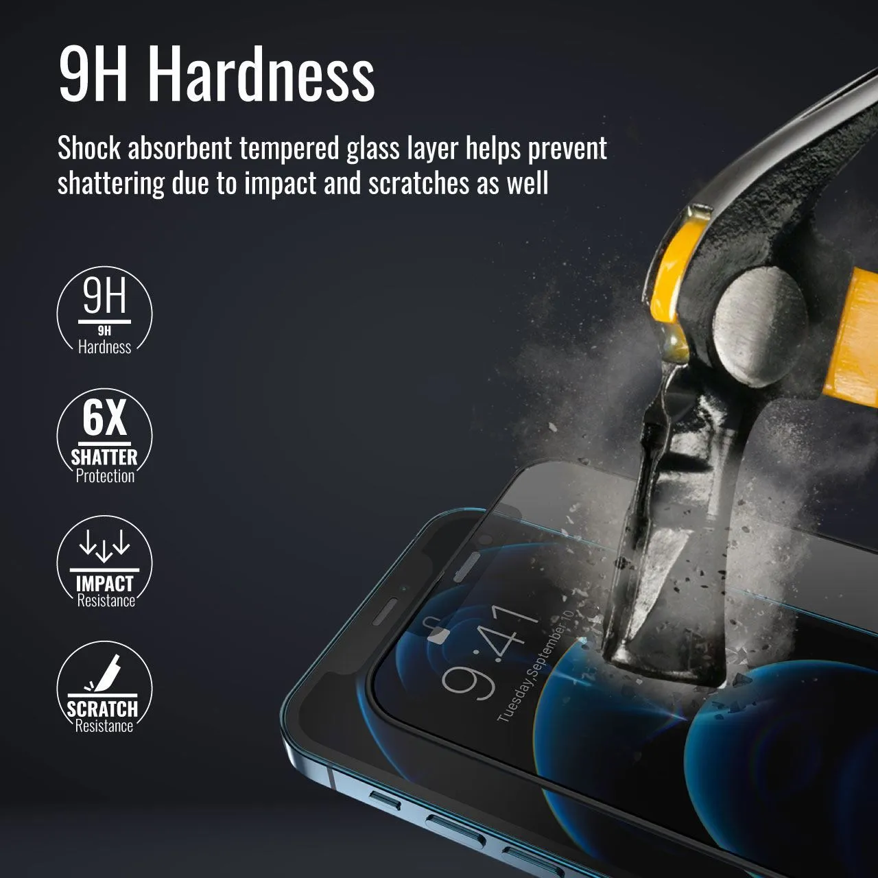 Promate Clear Privacy Screen Protector for iPhone 11 Max, Built-in Bumper, Reinforced Silicon Edges, Anti-Microbial Protection