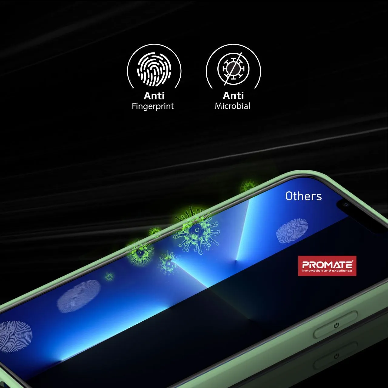 Promate Clear Privacy Screen Protector for iPhone 11 Max, Built-in Bumper, Reinforced Silicon Edges, Anti-Microbial Protection