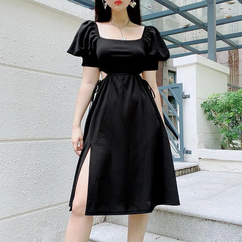 Puffy Shoulder Slim Retro Dress SD01684