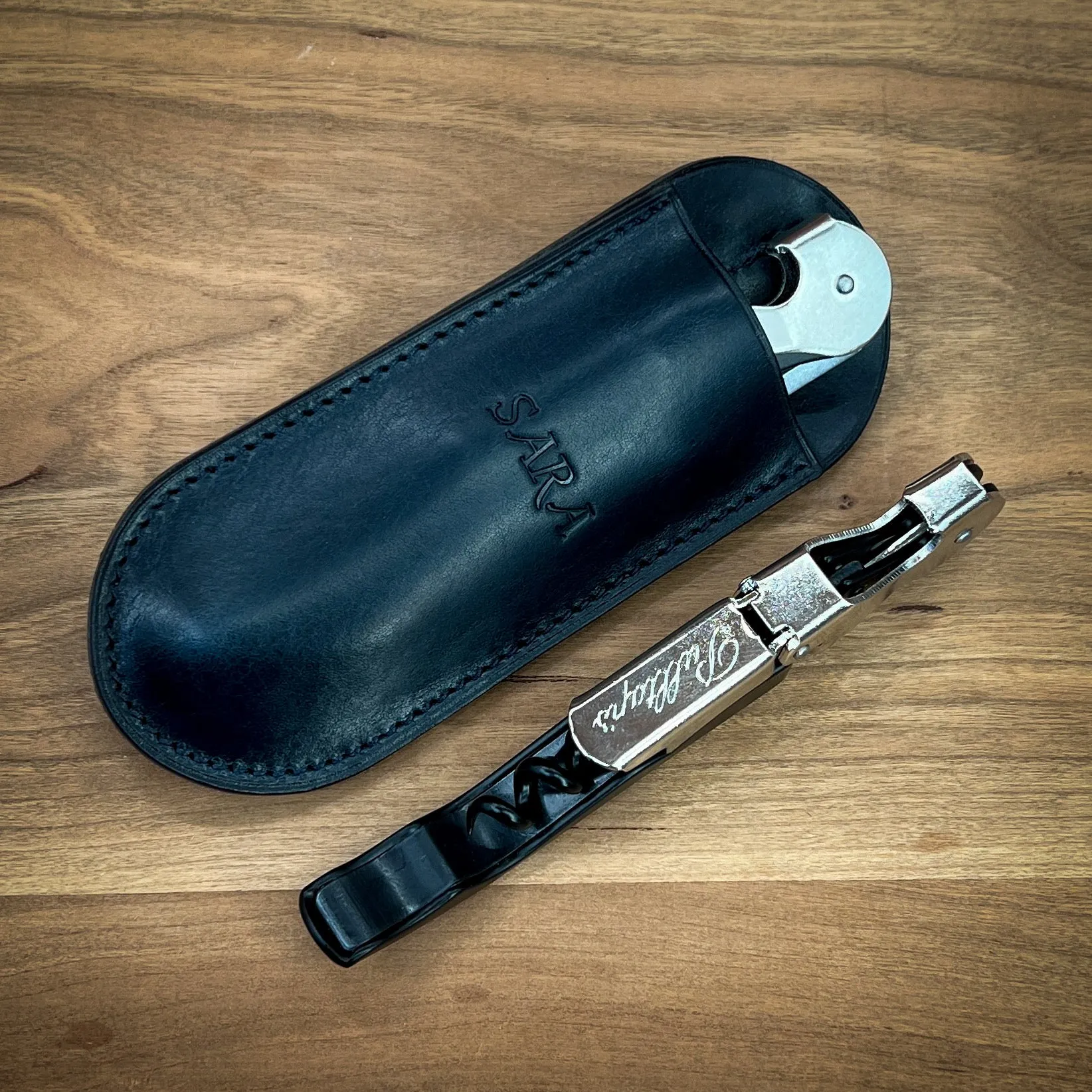 Pulltap Corkscrew and Horween Leather Sheath with Belt Clip | Personalized and Handmade to Order