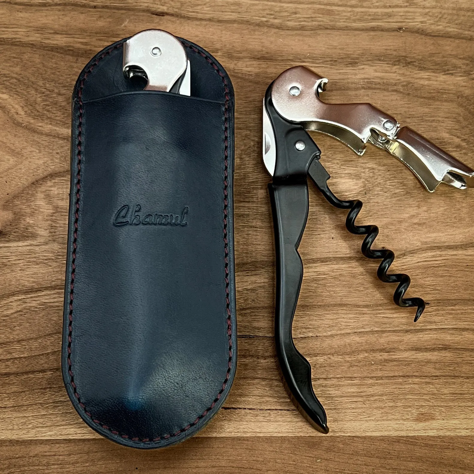 Pulltap Corkscrew and Horween Leather Sheath with Belt Clip | Personalized and Handmade to Order