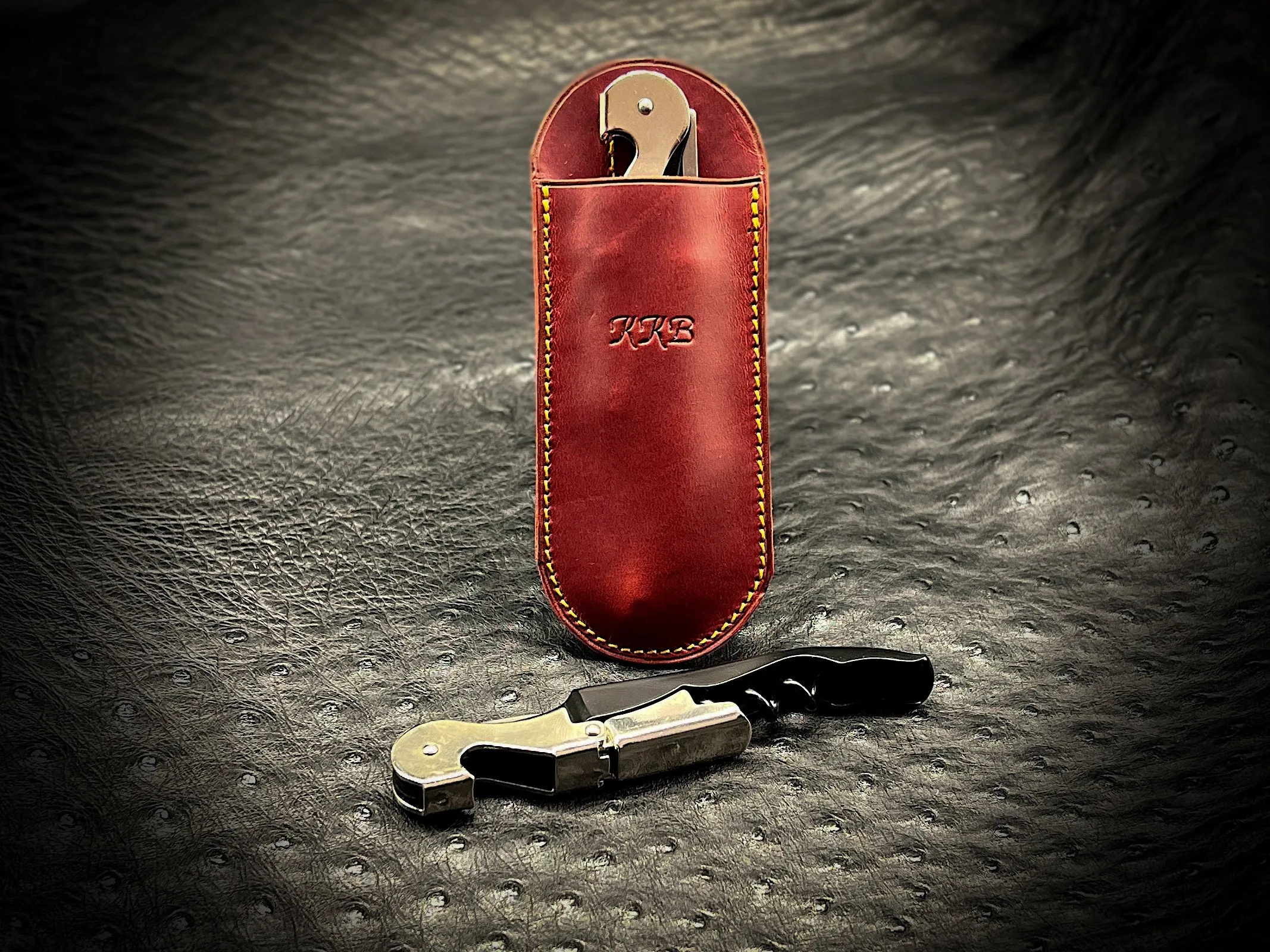 Pulltap Corkscrew and Horween Leather Sheath with Belt Clip | Personalized and Handmade to Order