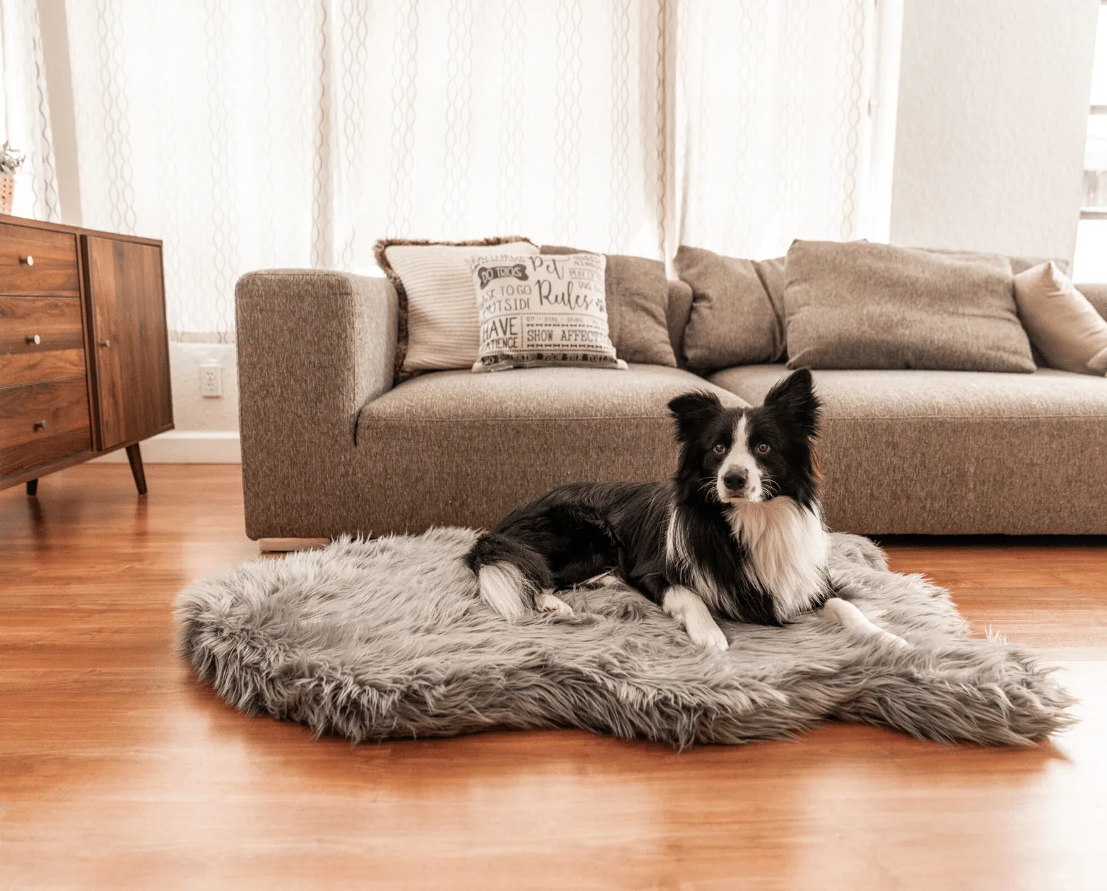 PupRug™ Faux Fur Orthopedic Dog Bed Cover - Charcoal Grey (Bed Not Included)