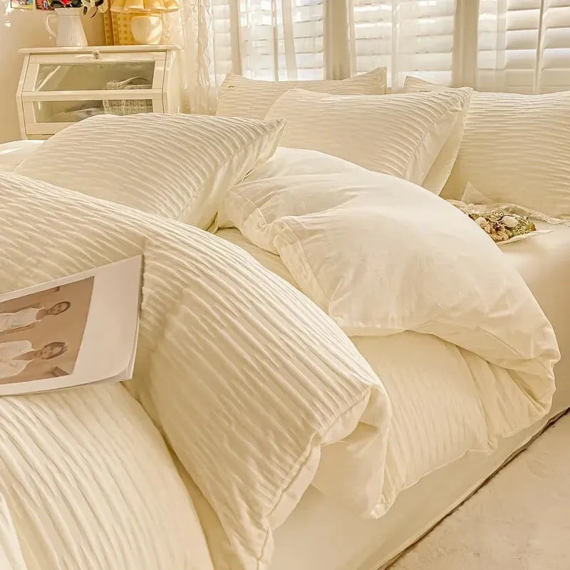 Qfdian Seersucker Fabric Bedding Set
