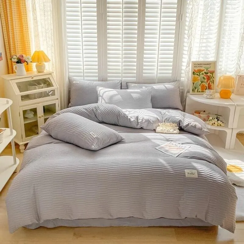 Qfdian Seersucker Fabric Bedding Set