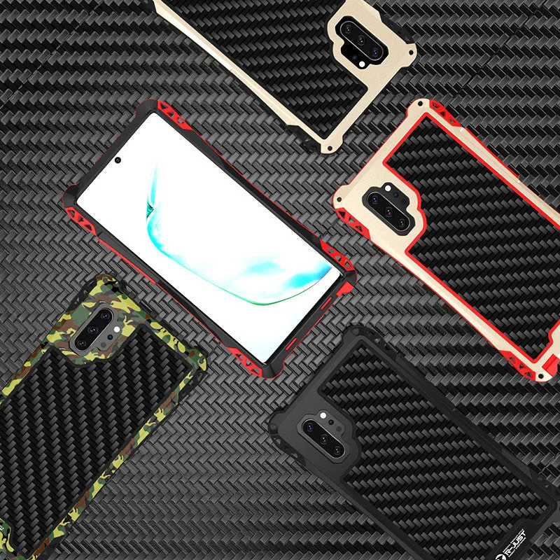 R-Just Amira Aluminum Metal Frame Shockproof TPU Carbon Fiber Cover Case