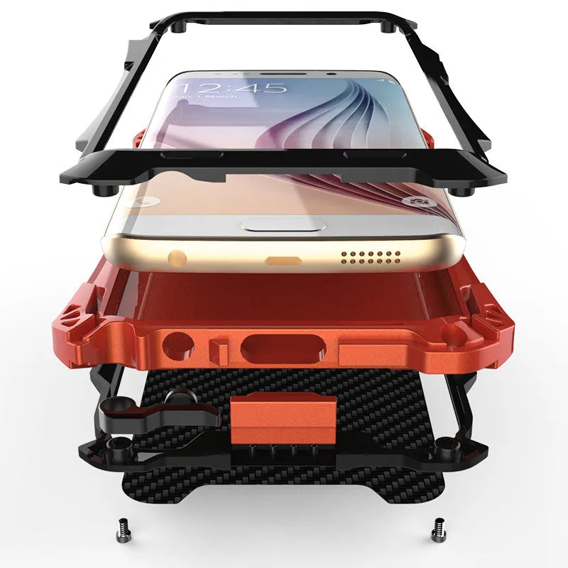 R-Just Amira Aluminum Metal Frame Shockproof TPU Carbon Fiber Cover Case