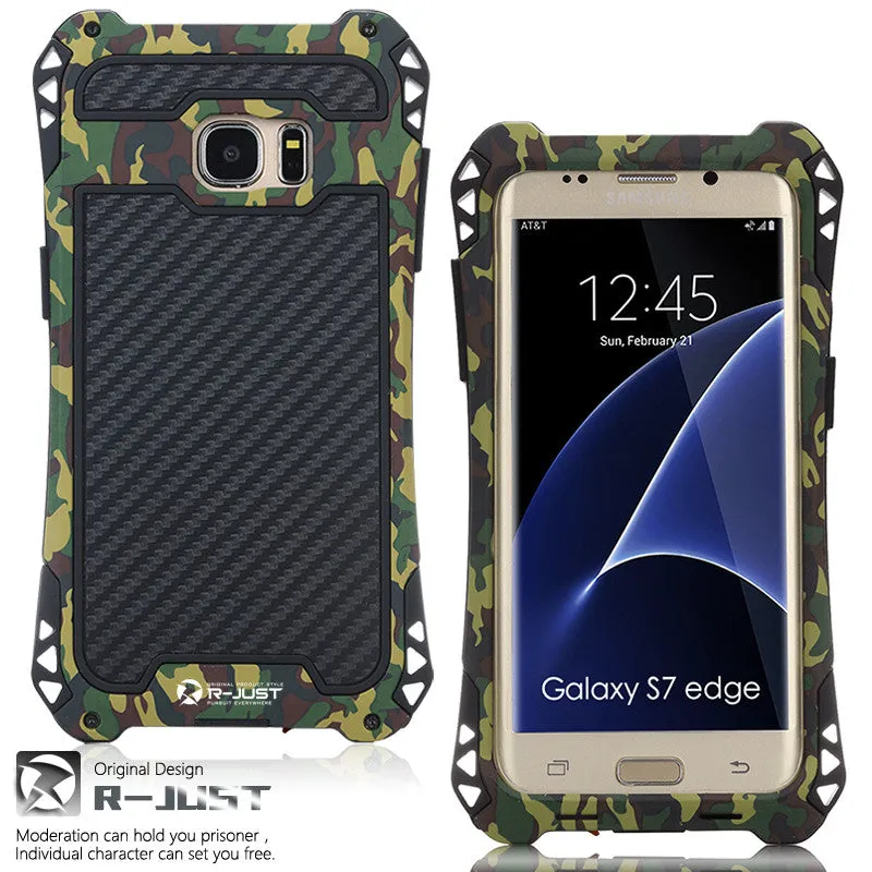R-Just Amira Aluminum Metal Frame Shockproof TPU Carbon Fiber Cover Case