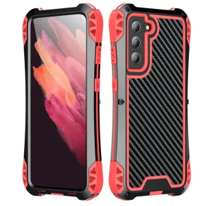 R-Just Amira Aluminum Metal Frame Shockproof TPU Carbon Fiber Cover Case